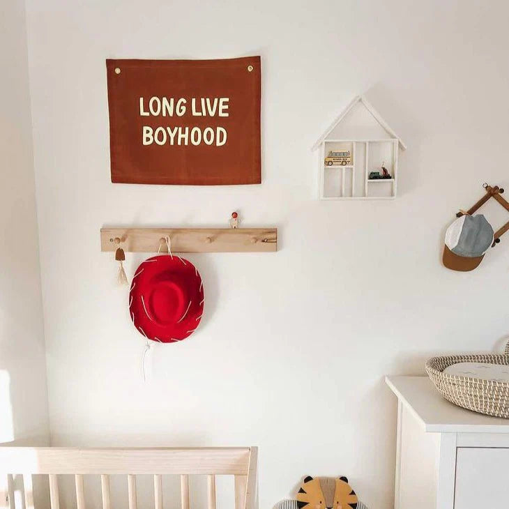 Imani Collective "Long Live Boyhood" Canvas Wall Banner - Quote Wall Art for Kids Bedroom or Nursery