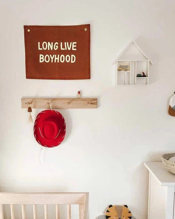 Imani Collective "Long Live Boyhood" Canvas Wall Banner - Quote Wall Art for Kids Bedroom or Nursery