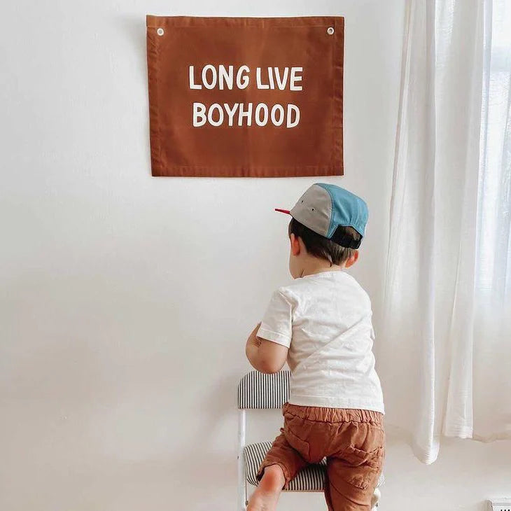 Imani Collective "Long Live Boyhood" Canvas Wall Banner - Quote Wall Art for Kids Bedroom or Nursery