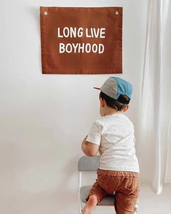 Imani Collective "Long Live Boyhood" Canvas Wall Banner - Quote Wall Art for Kids Bedroom or Nursery