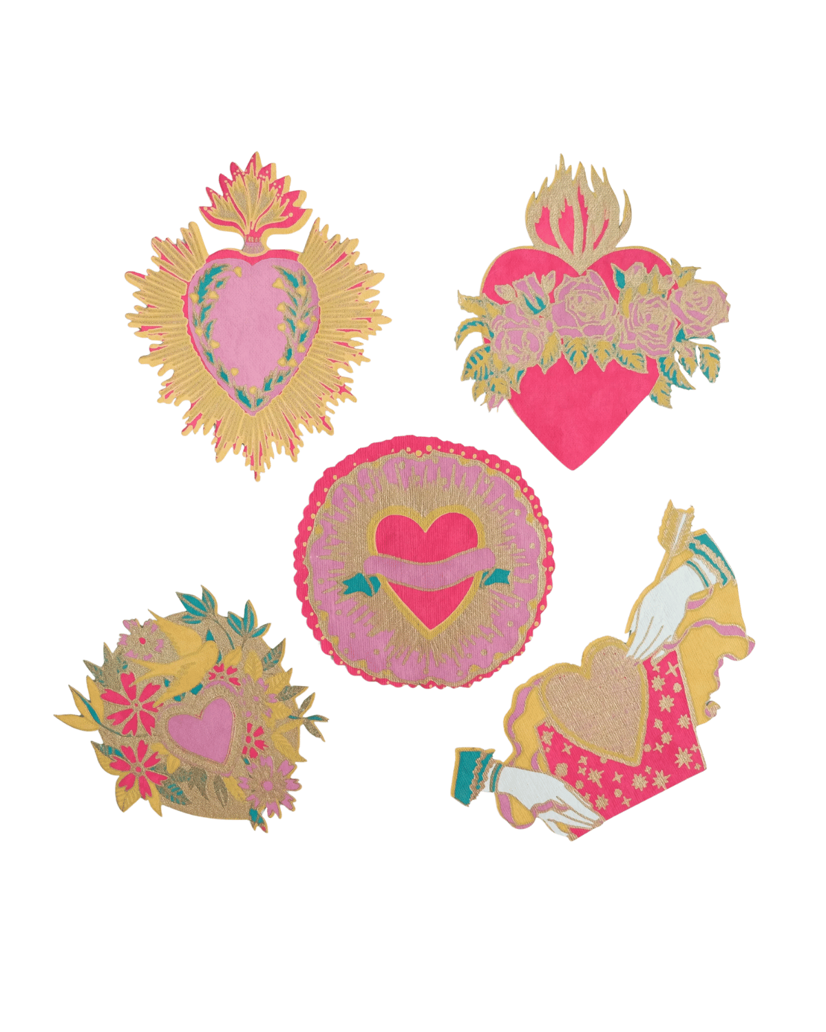 Love Heart Notelet Set by East End Press - Pack of 5 Greeting Cards