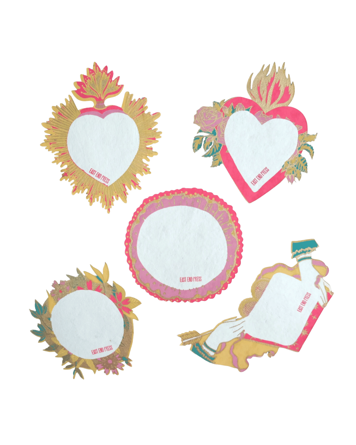 Love Heart Notelet Set by East End Press - Pack of 5 Greeting Cards