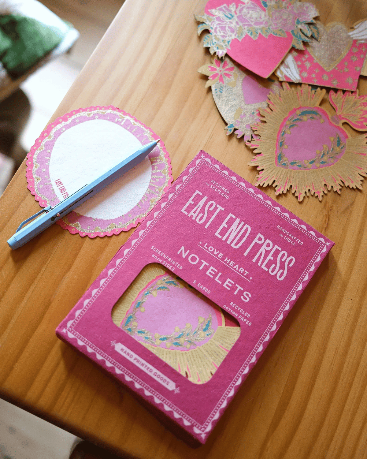 Love Heart Notelet Set by East End Press - Pack of 5 Greeting Cards