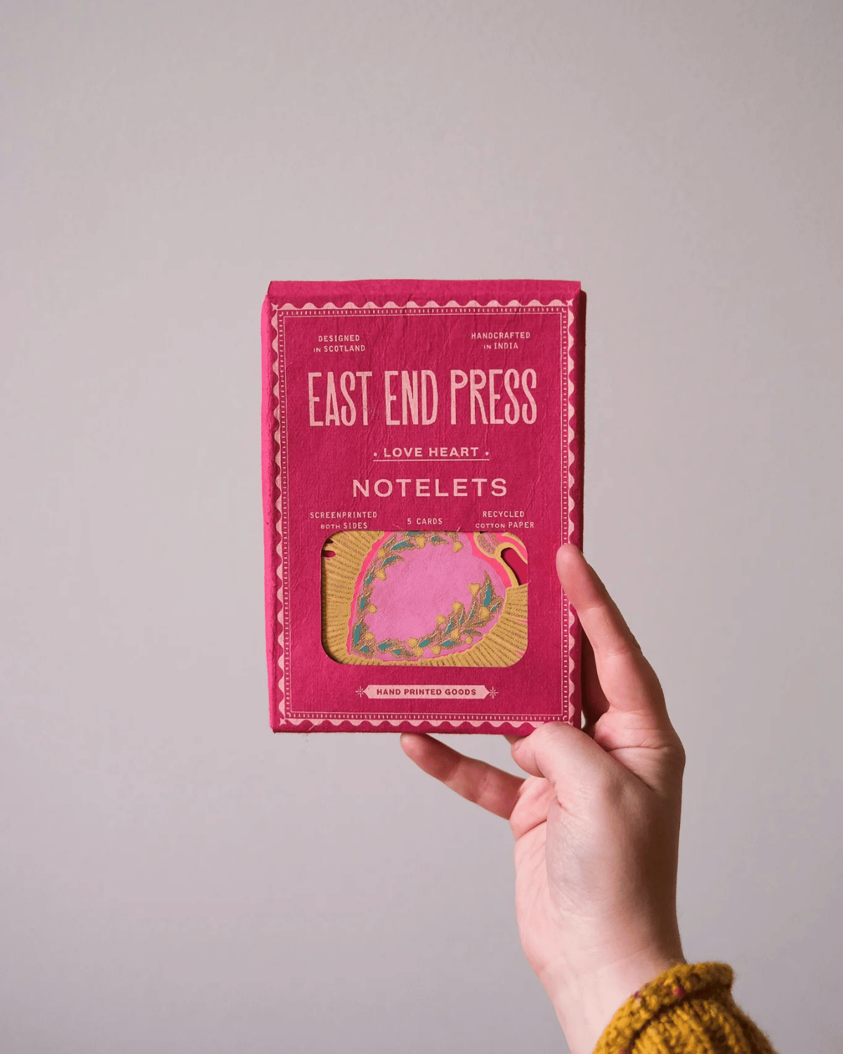 Love Heart Notelet Set by East End Press - Pack of 5 Greeting Cards