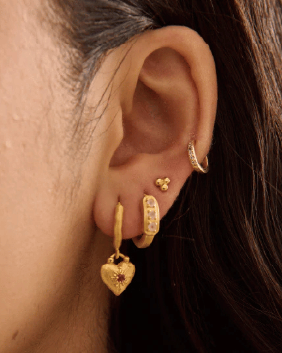 Love You Small Heart Huggie Earrings (Gold) by Murkani