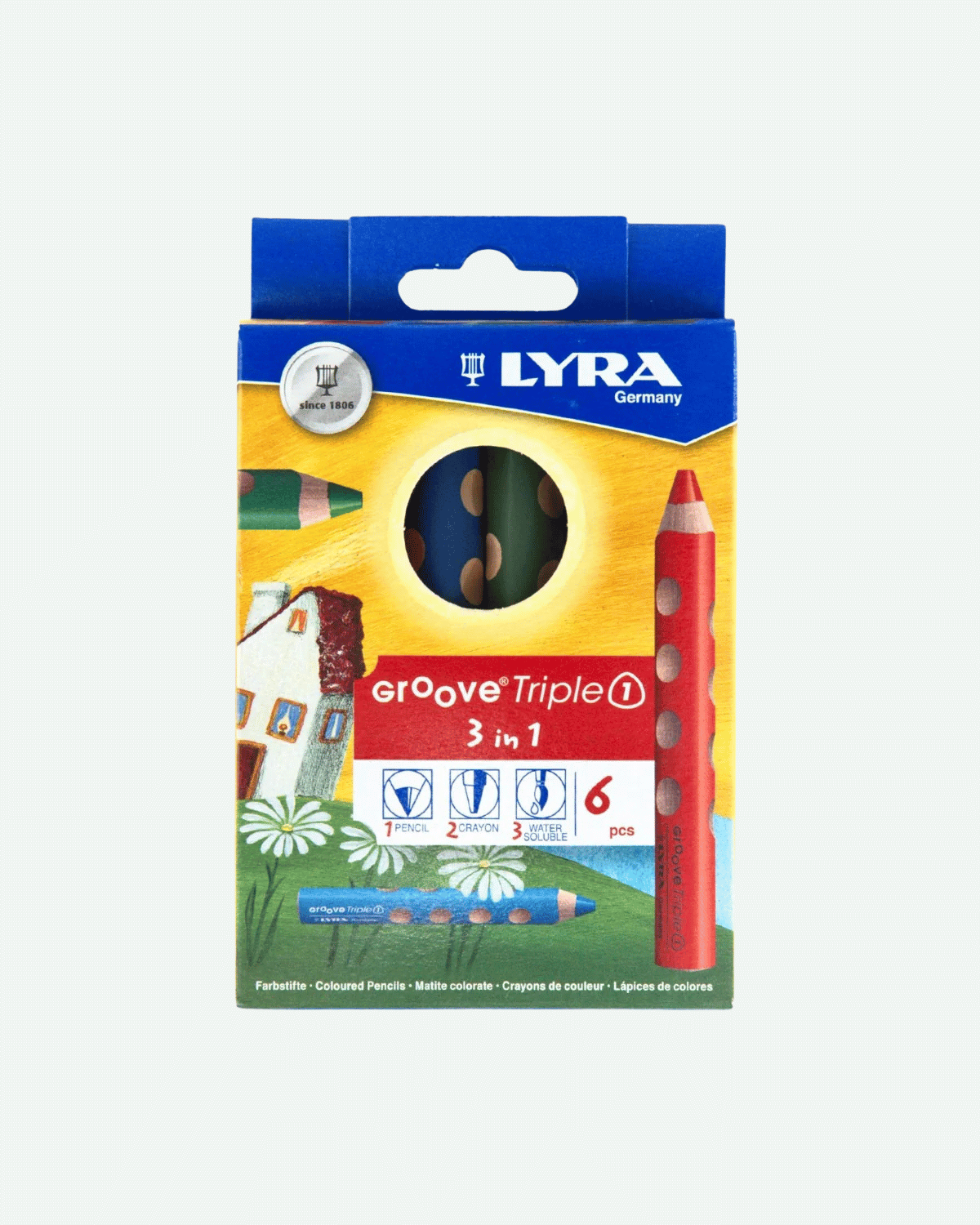 LYRA Groove Triple One 3 in 1 (Pencil, Watercolour Crayon) - 6 Colours
