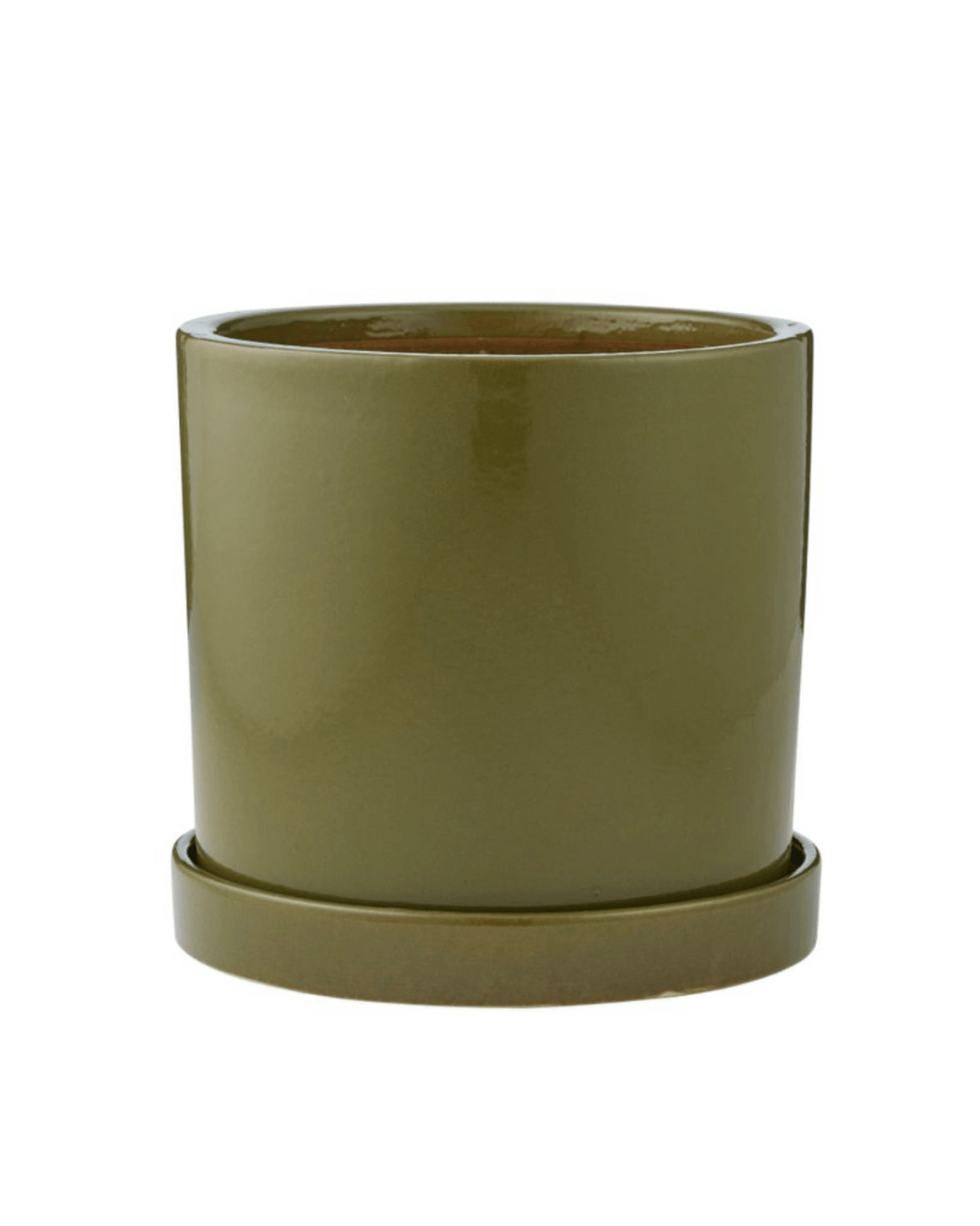 Mason Ceramic Pot with Saucer - Green