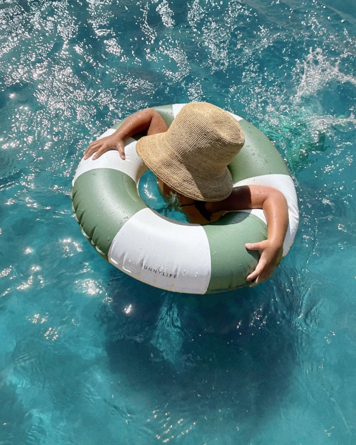 Mini Tube Pool Ring - Olive Stripe by SUNNYLiFE