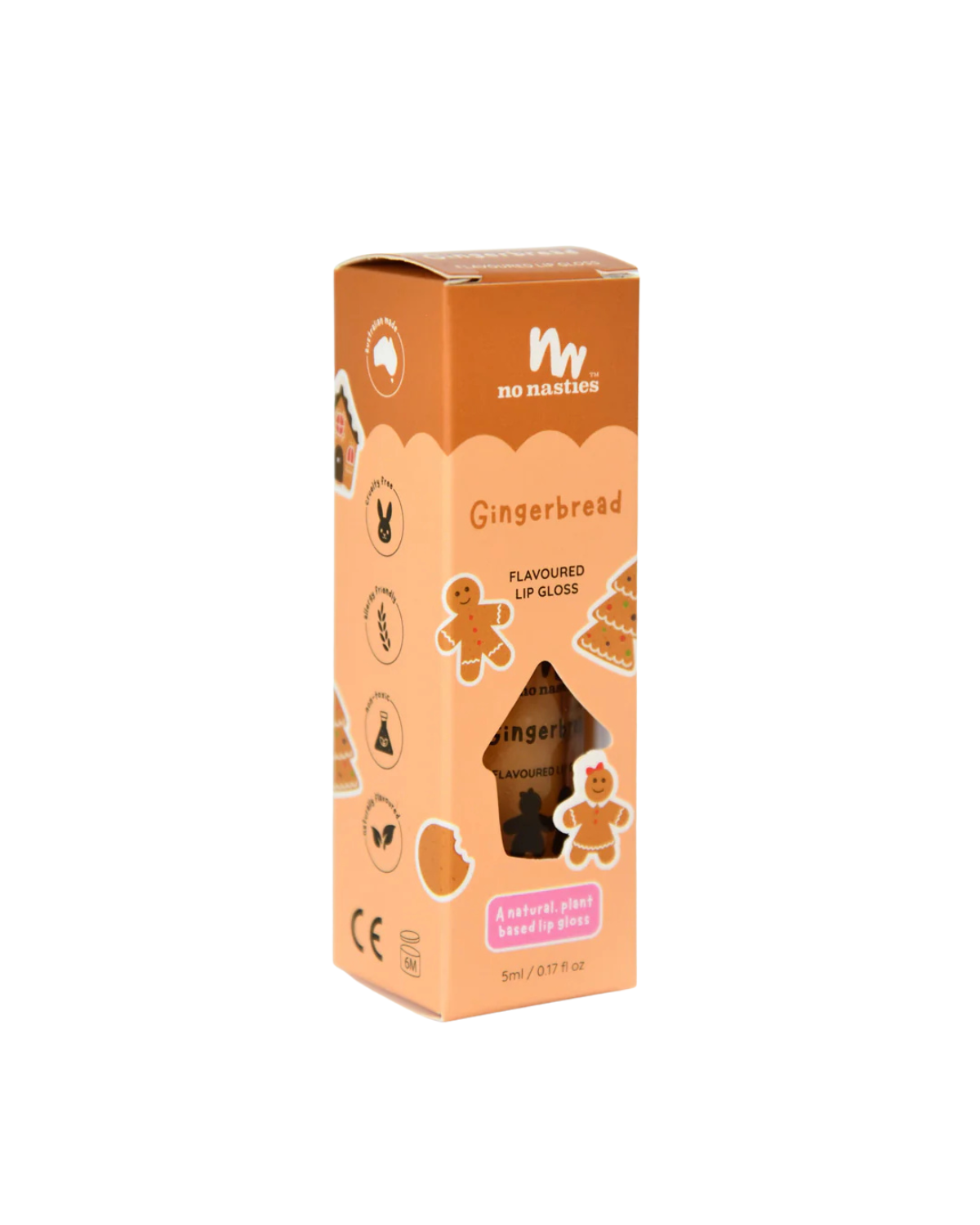 Natural Kids Lip Gloss Wands - Gingerbread by No Nasties