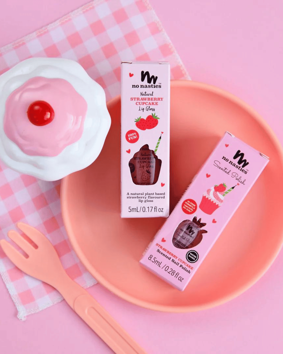 Natural Kids Lip Gloss Wands - Strawberry Cupcake by No Nasties 🧁