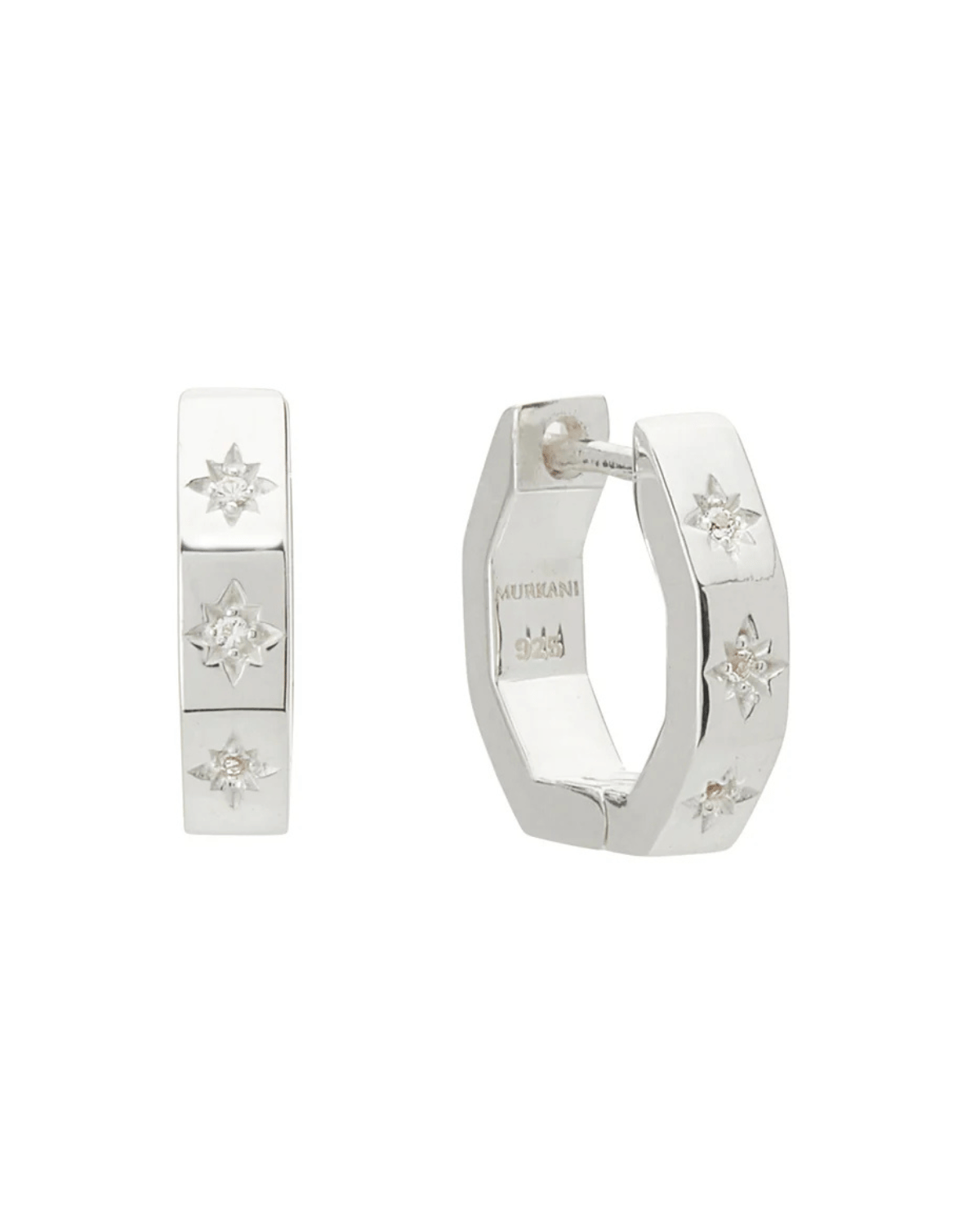 12mm Octagonal Huggies - White Topaz (Silver) Murkani