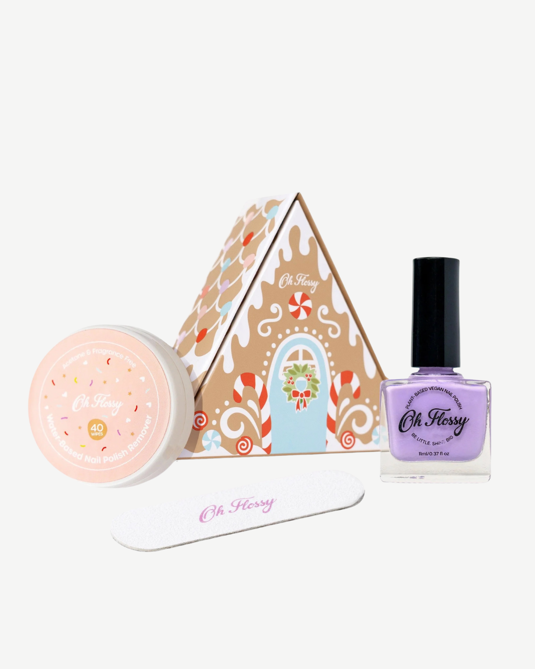Oh Flossy Christmas Gingerbread House Mini Mani Set