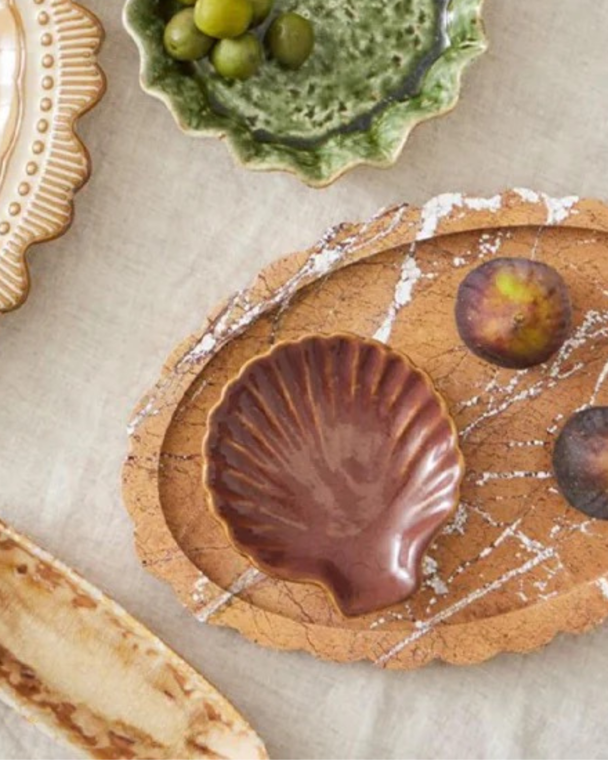 Oval Florence Marble Tray - Brown