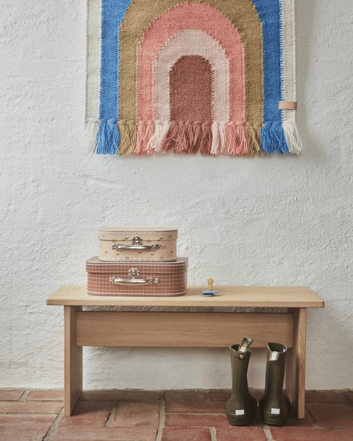 OYOY Rainbow Wool Wall Hanging - Mini Blue