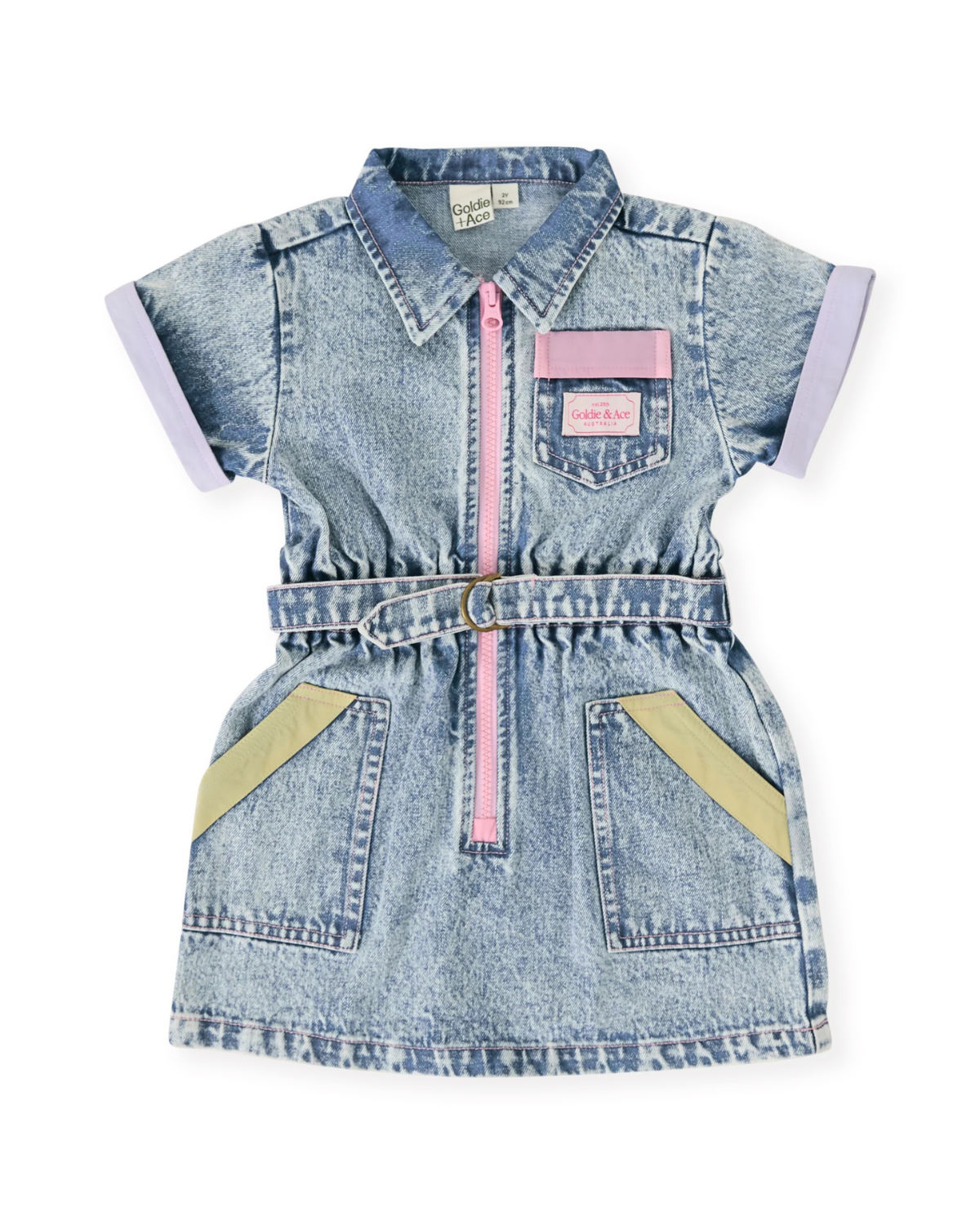 Goldie + Ace - Pastel Pop Piper Denim Belted Dress