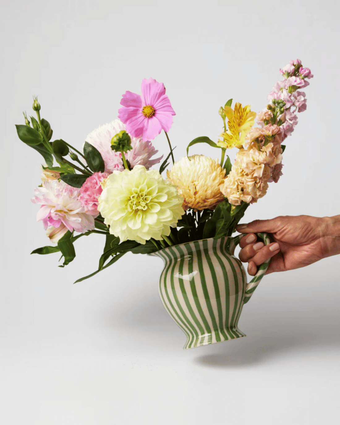 Pitcher Green Stripe Vase by Jones & Co