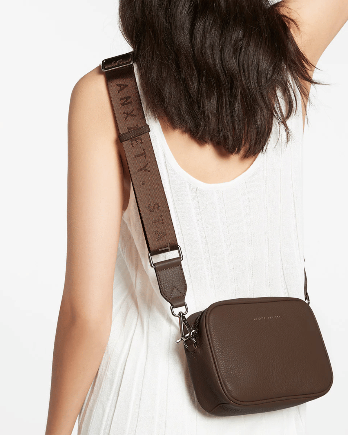 Status Anxiety Plunder Cross Body Bag With Webbed Strap - Cocoa