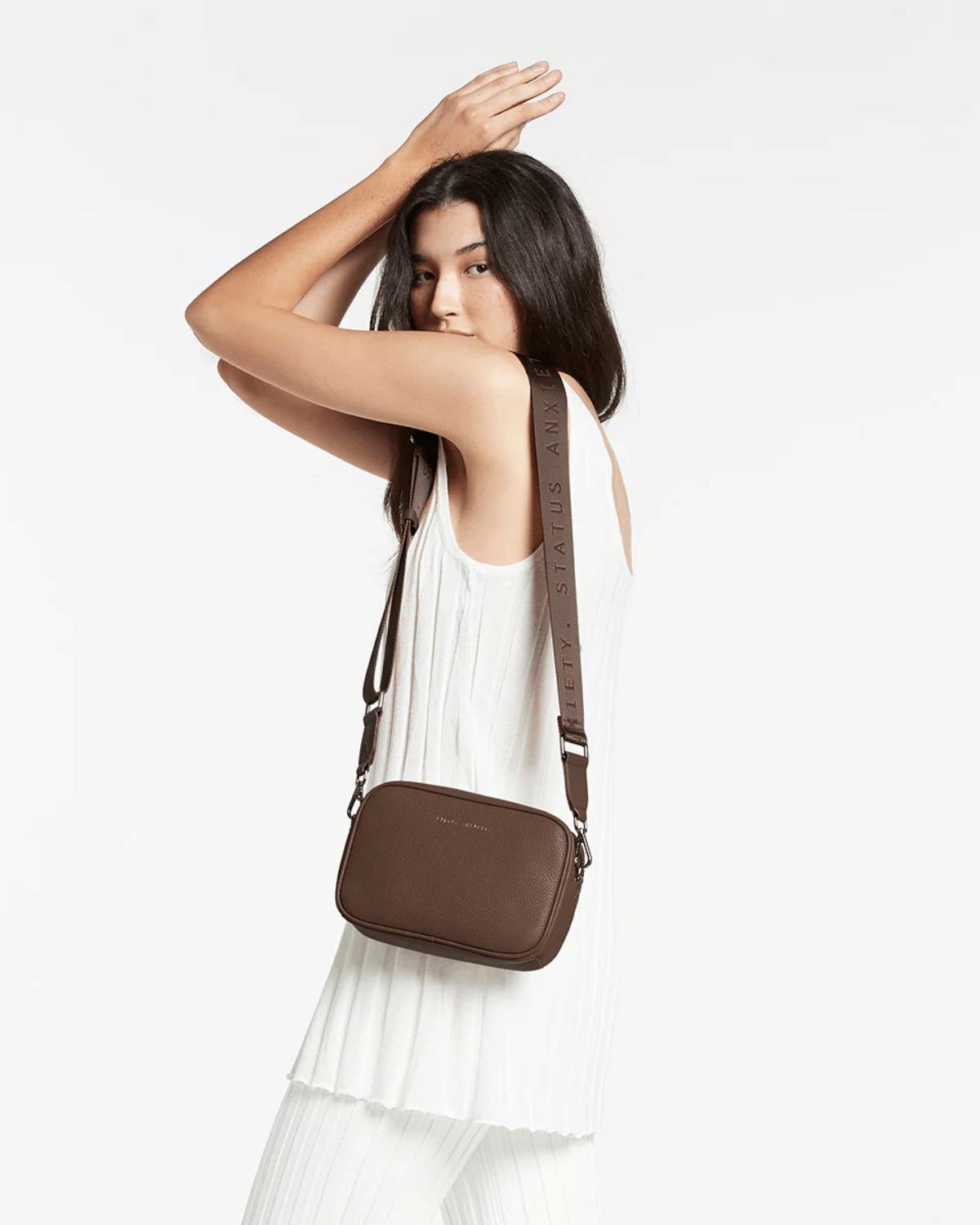 Status Anxiety Plunder Cross Body Bag With Webbed Strap - Cocoa