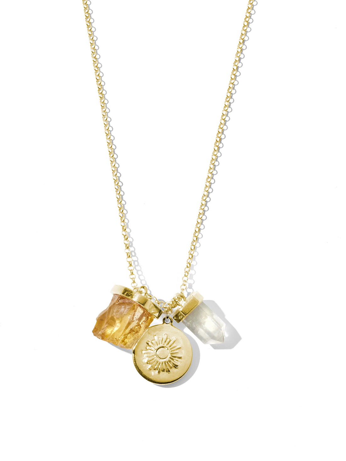 Krystle Knight Jewellery Prosperity Necklace - Citrine, Clear Quartz + Sun (Gold)