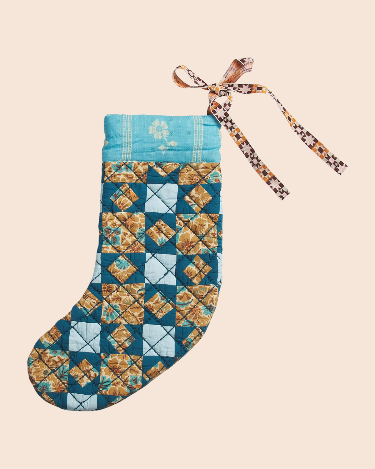 Magnolia Patchwork Stocking - Turquoise by Sage x Clare