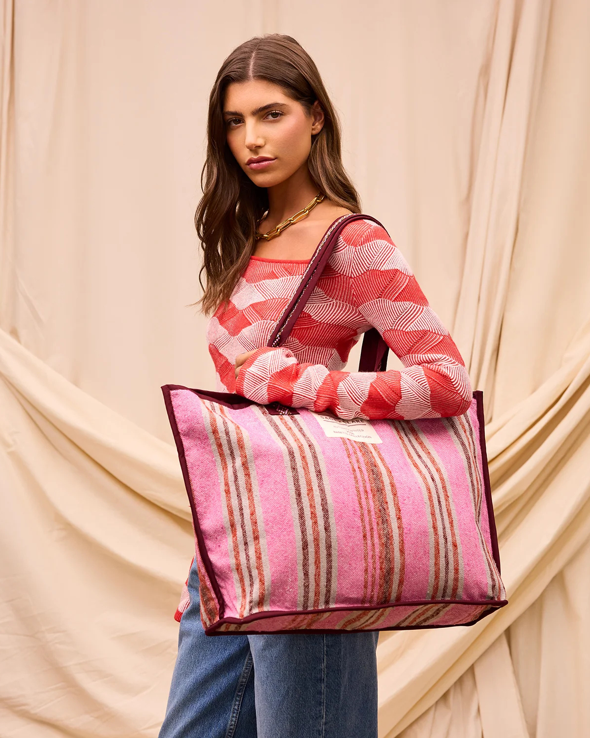 Nicolette Woven Tote Bag - Pansy by Sage x Clare