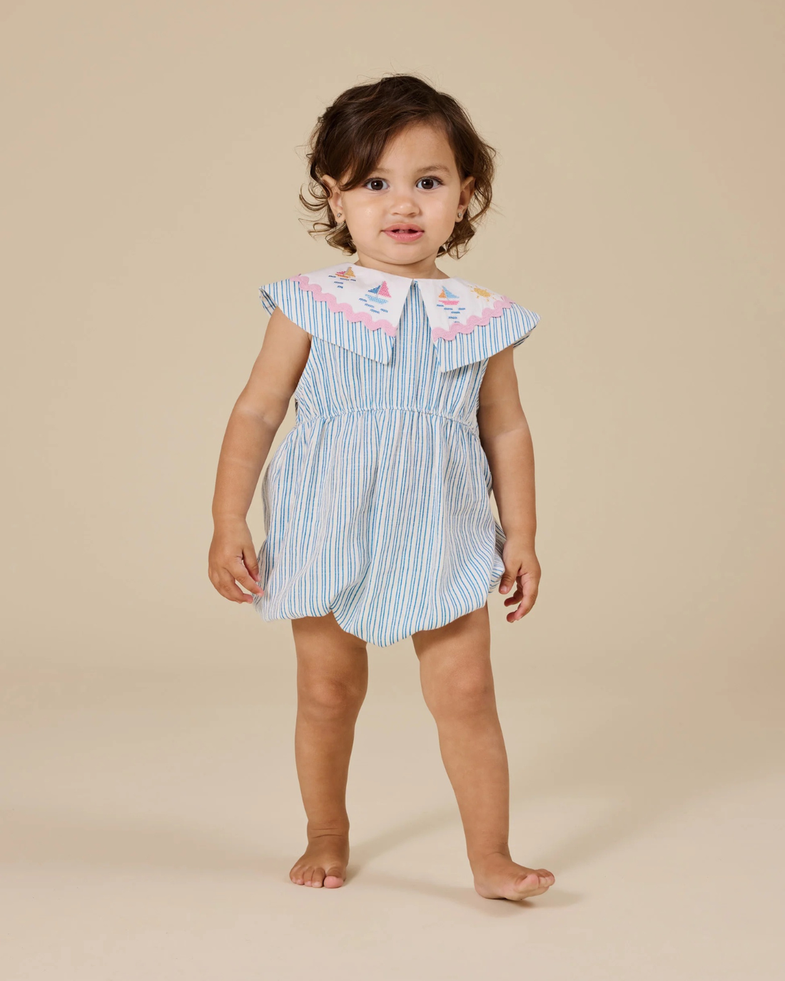 Goldie + Ace - Sailor Stripe Ava Collared Romper