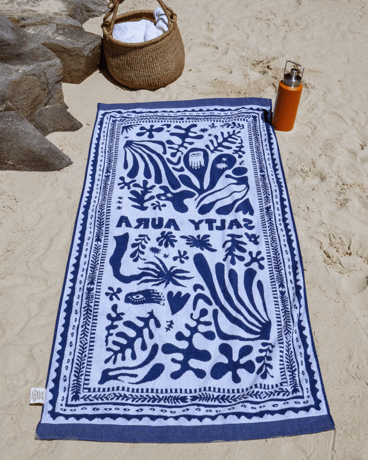 Salty Aura White & Blue Beach Towel - Limited Edition