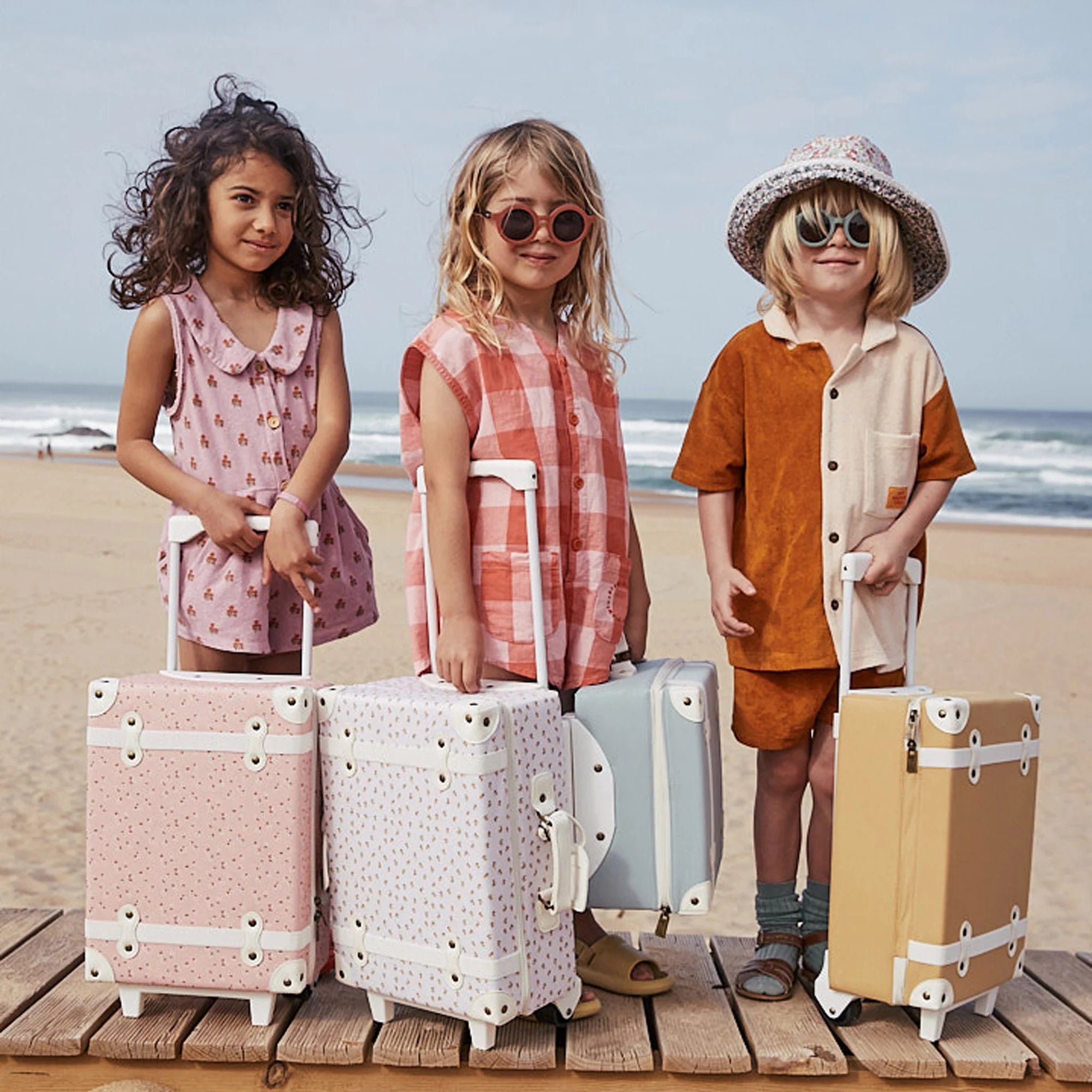 Kids Size Suitcase - See-Ya Suitcase by Olli Ella in Leafed Mushroom