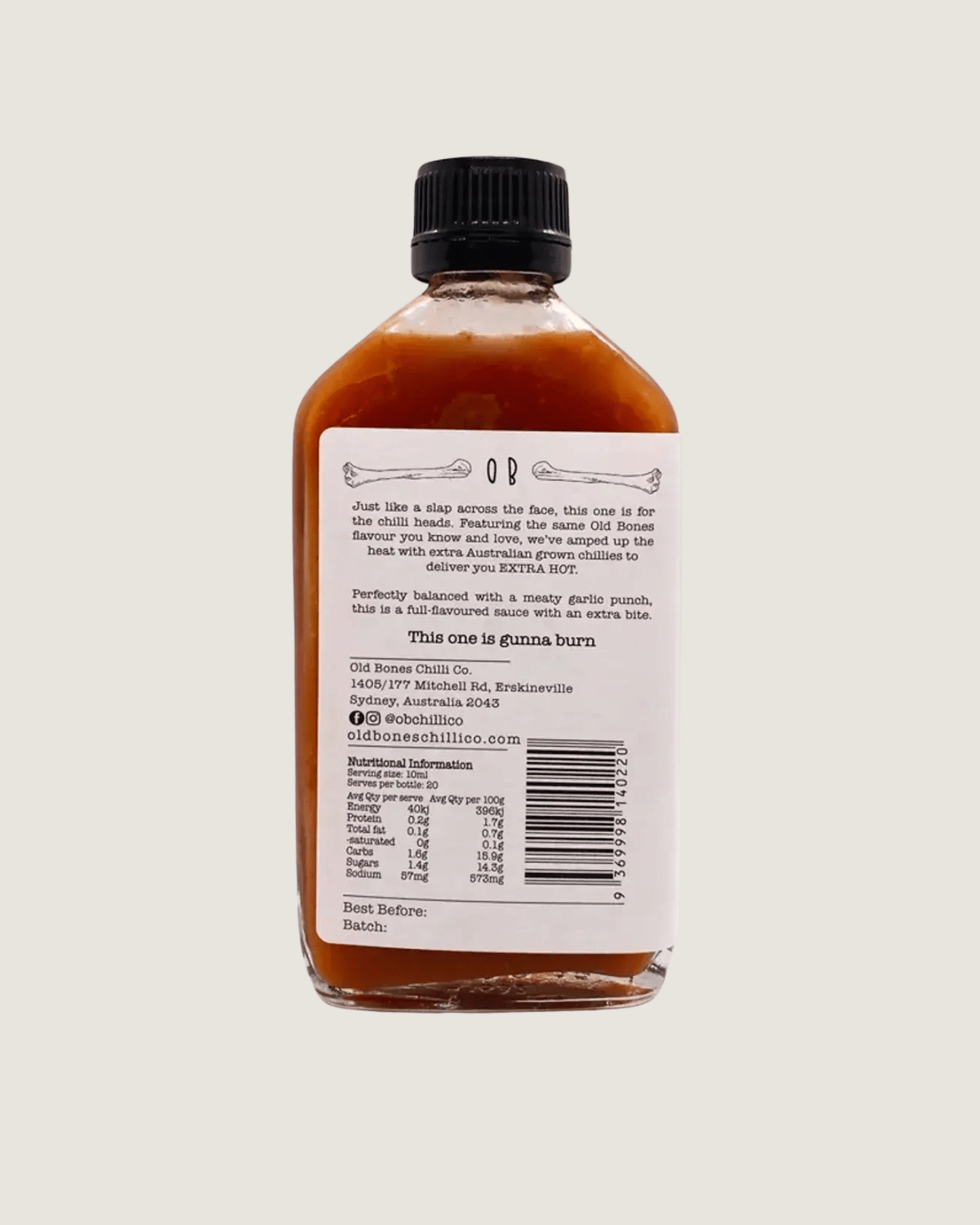 Smoked Garlic Chilli Sauce - Extra Hot by Old Bones Chilli Co