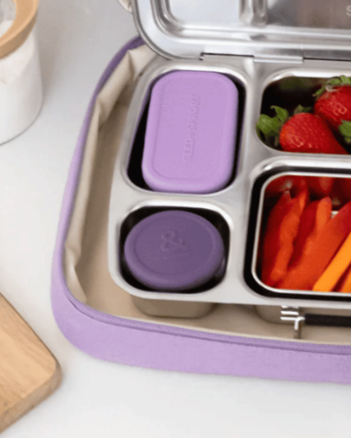Seed & Sprout Stainless Steel Snack Containers - Plum (2 pot set)