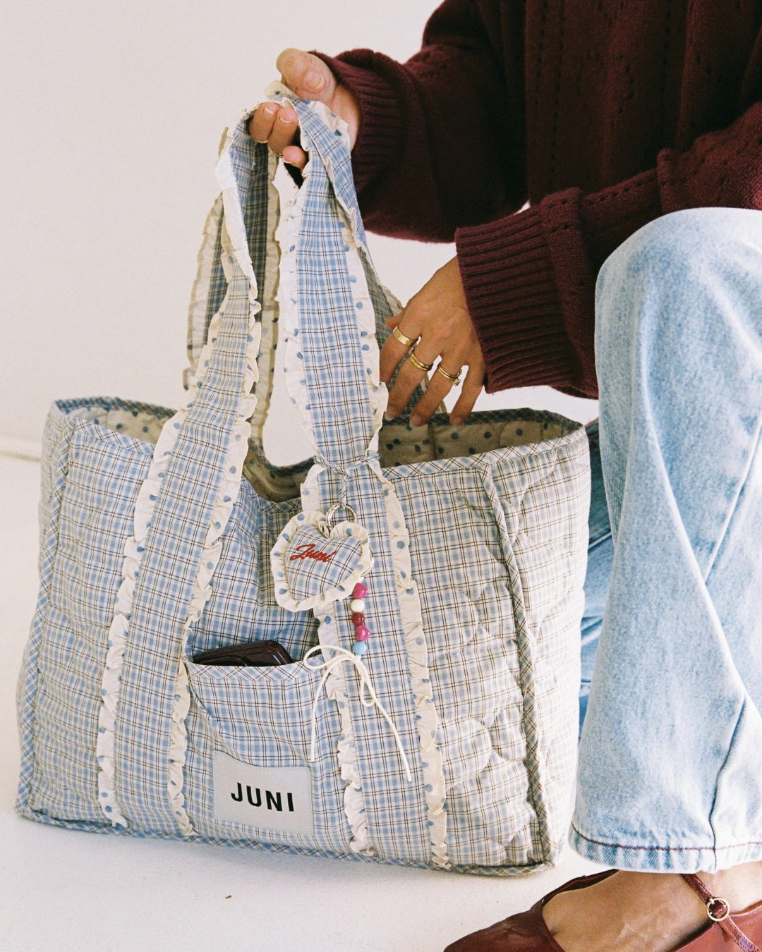 The Everything Bag - Blue Check by Juni