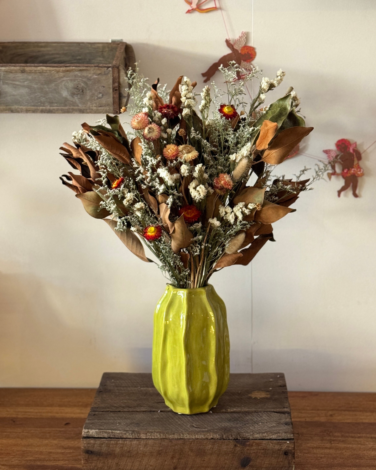 DRIED FLOWER VASE ❘ Rippled Green & Rust