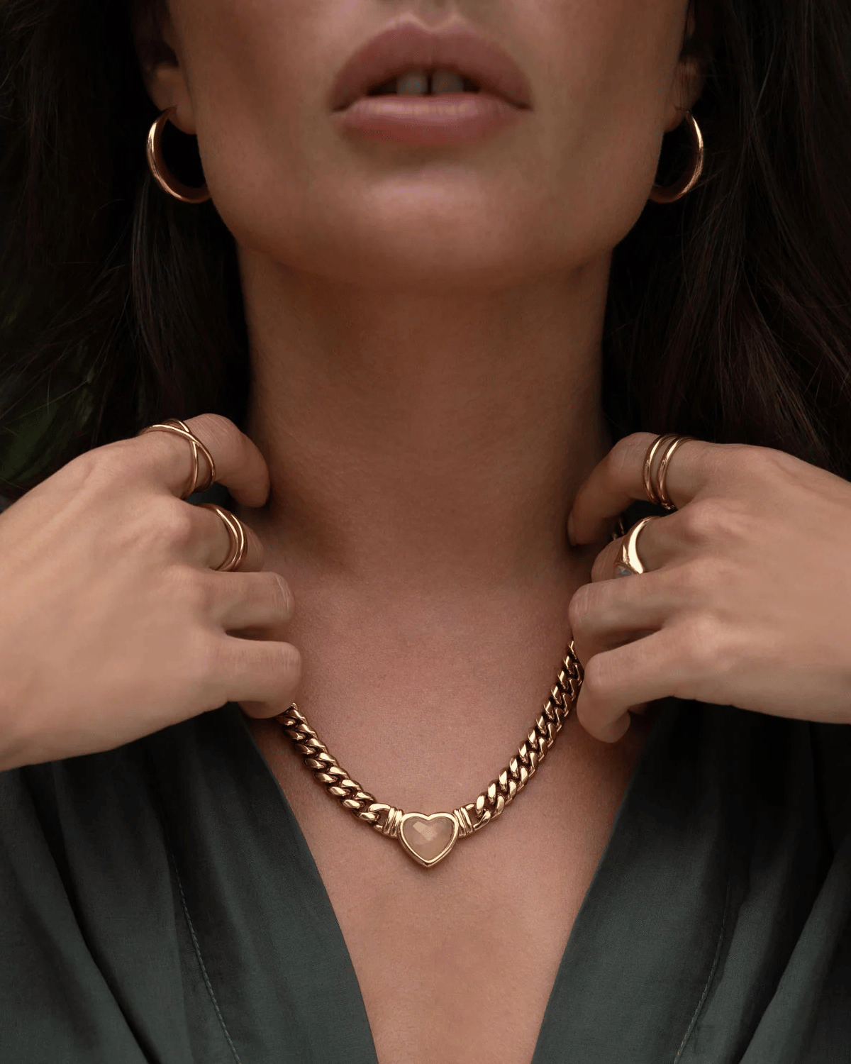 Valentine Necklace - Rose Quartz / Gold by Arms of Eve