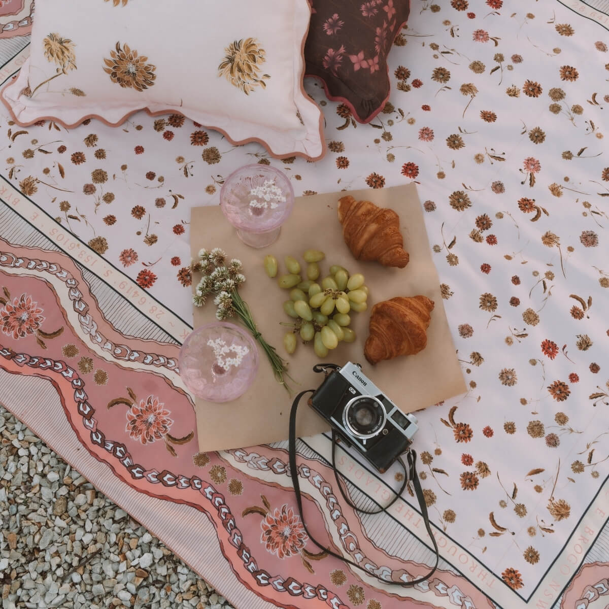 wandering folk dahlia picnic rug rose polly and co