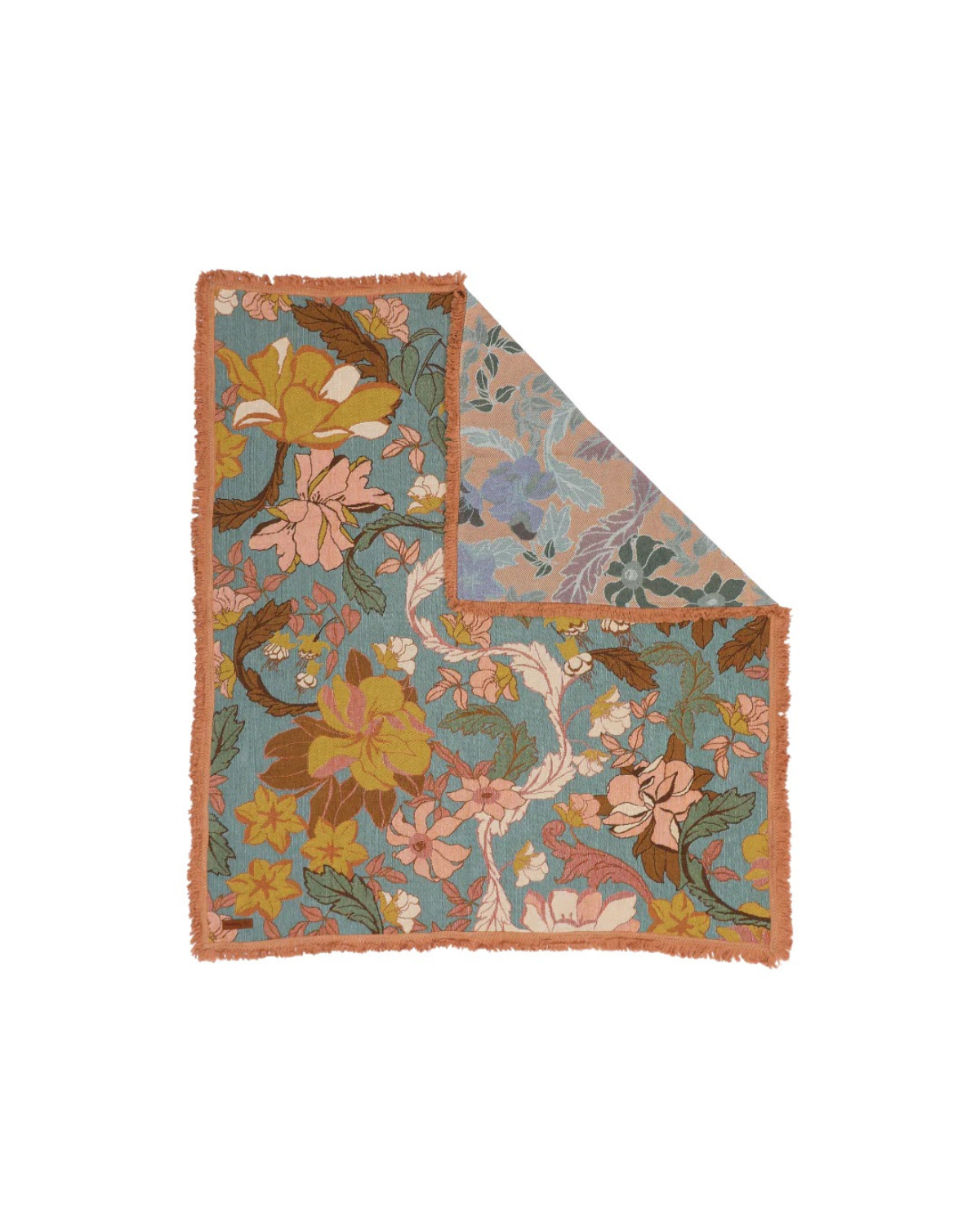 Wandering Folk Woven Picnic Throw - Flora Apricot