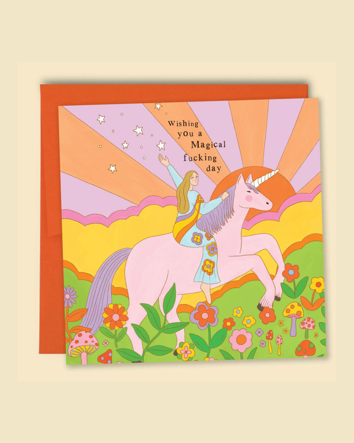 Wishing You A Magical Fucking Day Card by Constanza Goeppinger