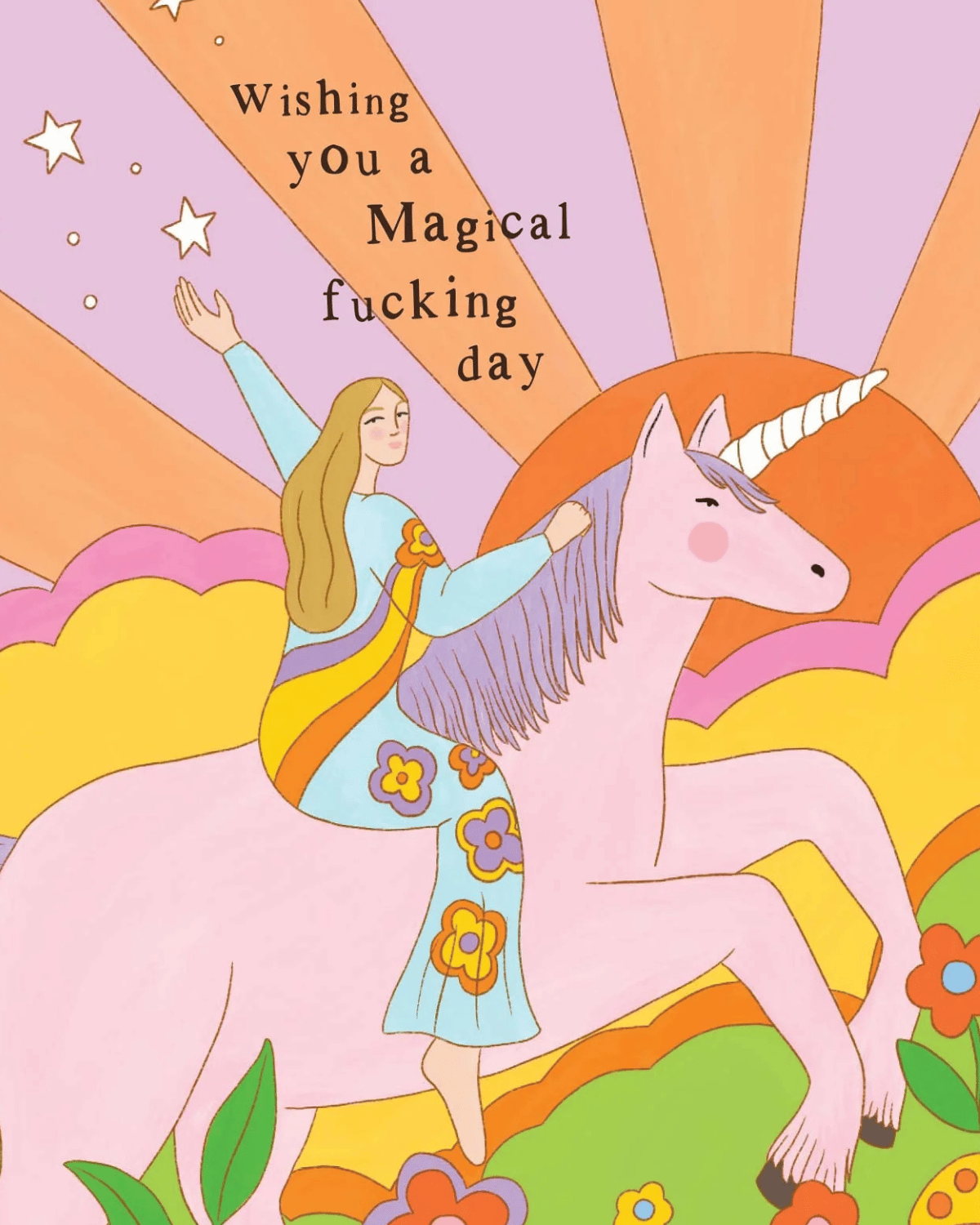 Wishing You A Magical Fucking Day Card by Constanza Goeppinger
