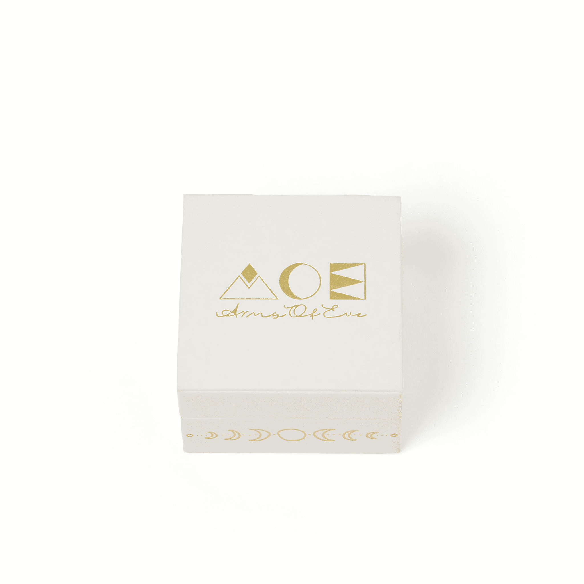 white jewellery box with gold branding