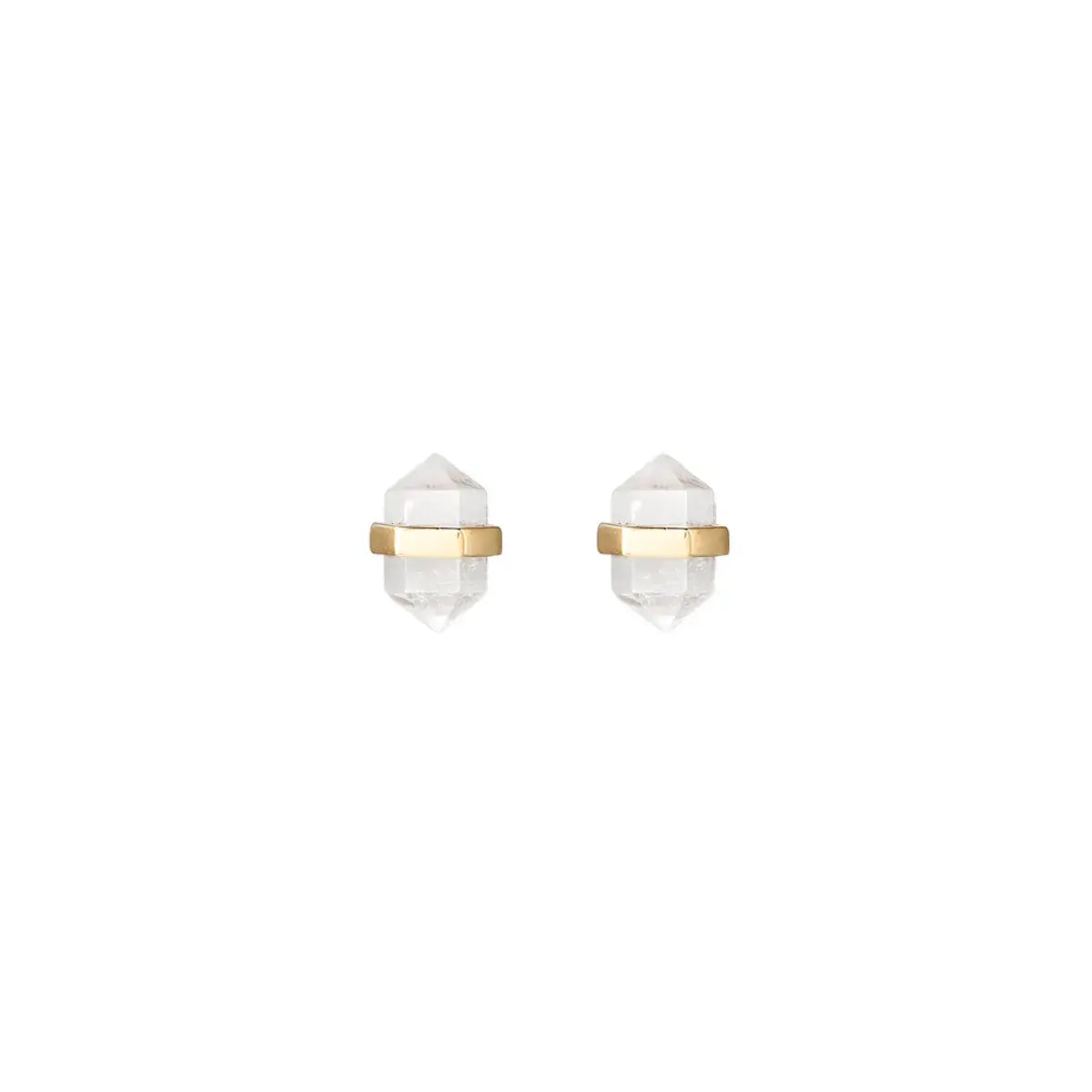 Beaming Crystal Stud Earrings by Krystle Knight Jewellery - Clear Quartz (Gold)