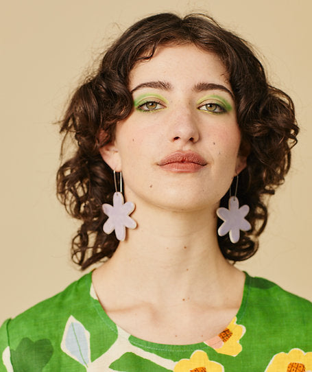 Handmade Ceramic Flowerburst Earrings: Lilac by Togetherness