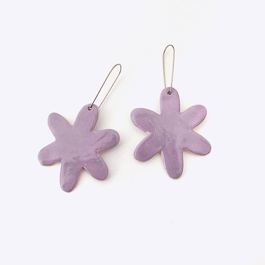 Handmade Ceramic Flowerburst Earrings: Lilac by Togetherness