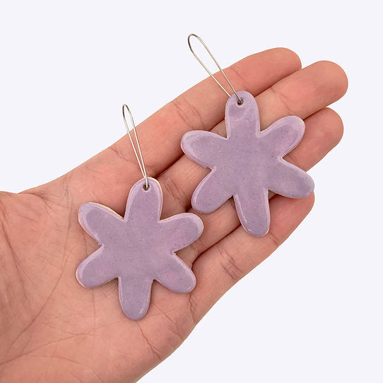 Handmade Ceramic Flowerburst Earrings: Lilac by Togetherness