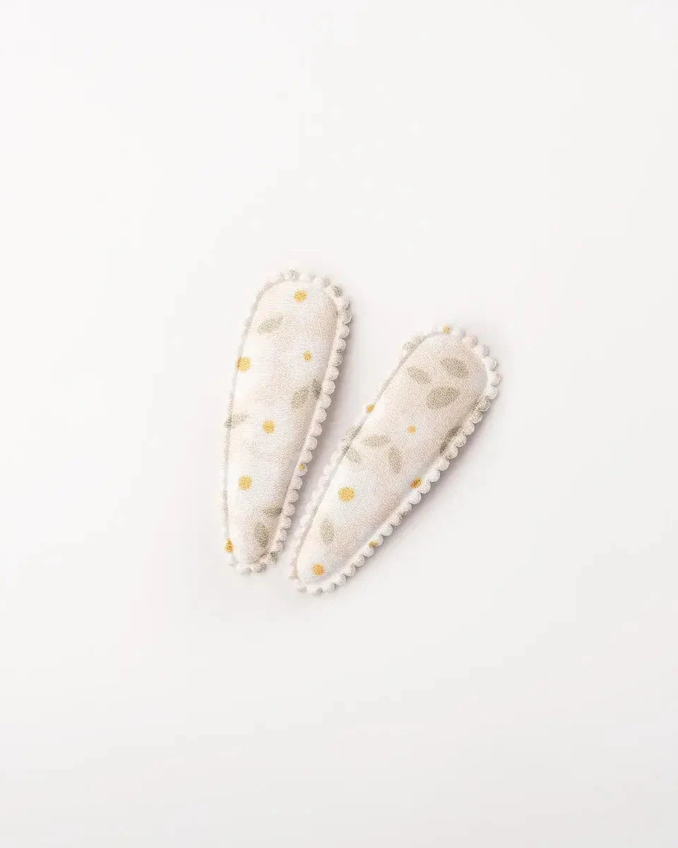 Fabric Hair Clips by Dainty Dulcie - Pearl Grey Floral
