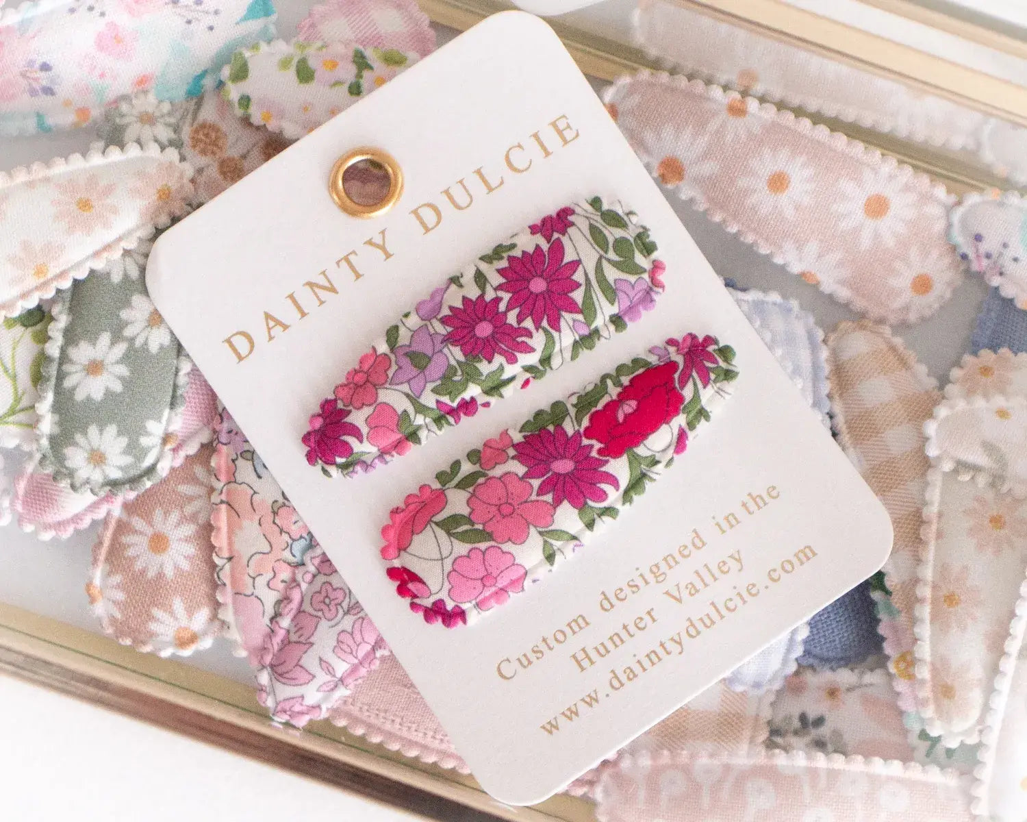 Pretty pink floral kids hair clips