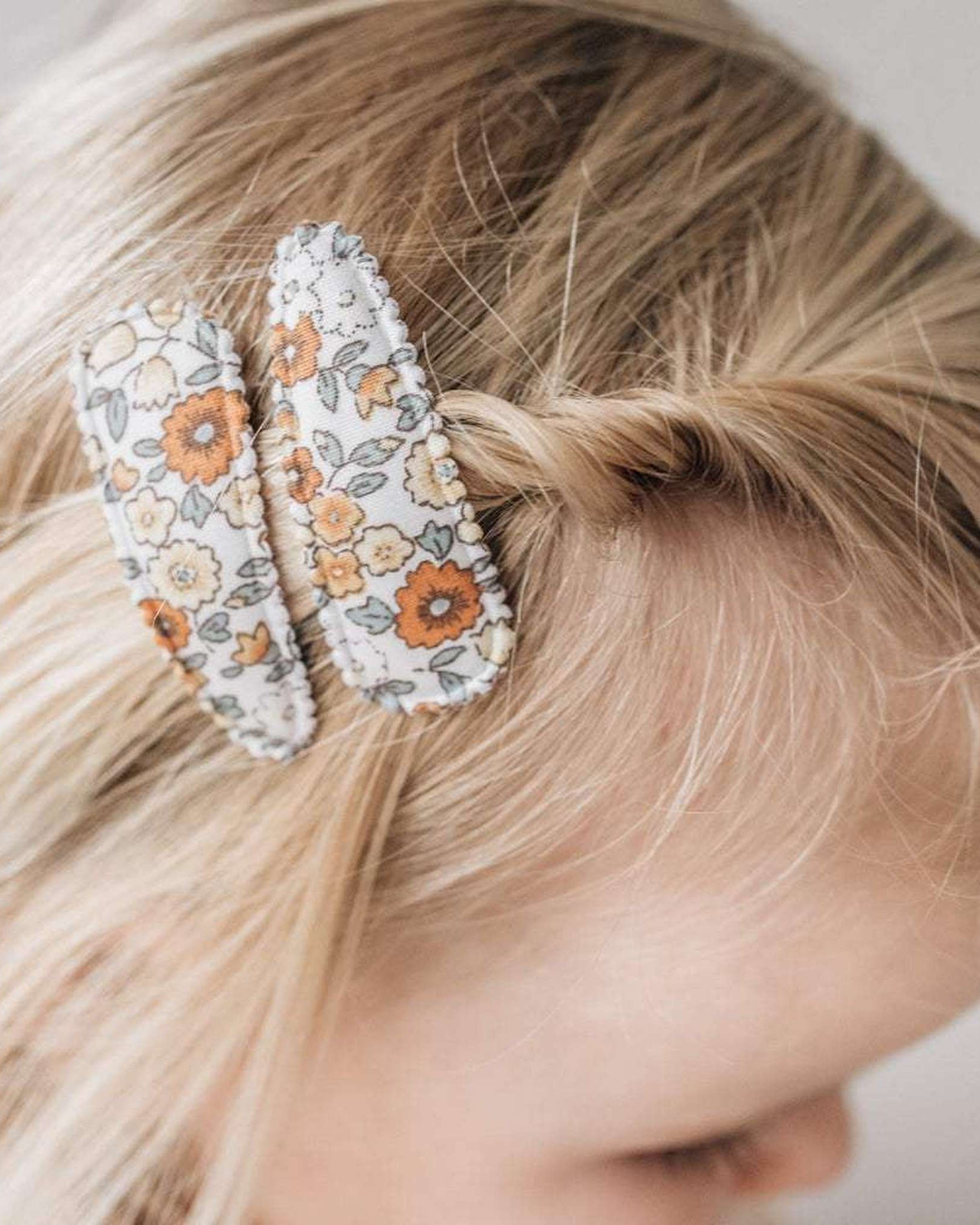 kids fabric boho floral pattern hair clips