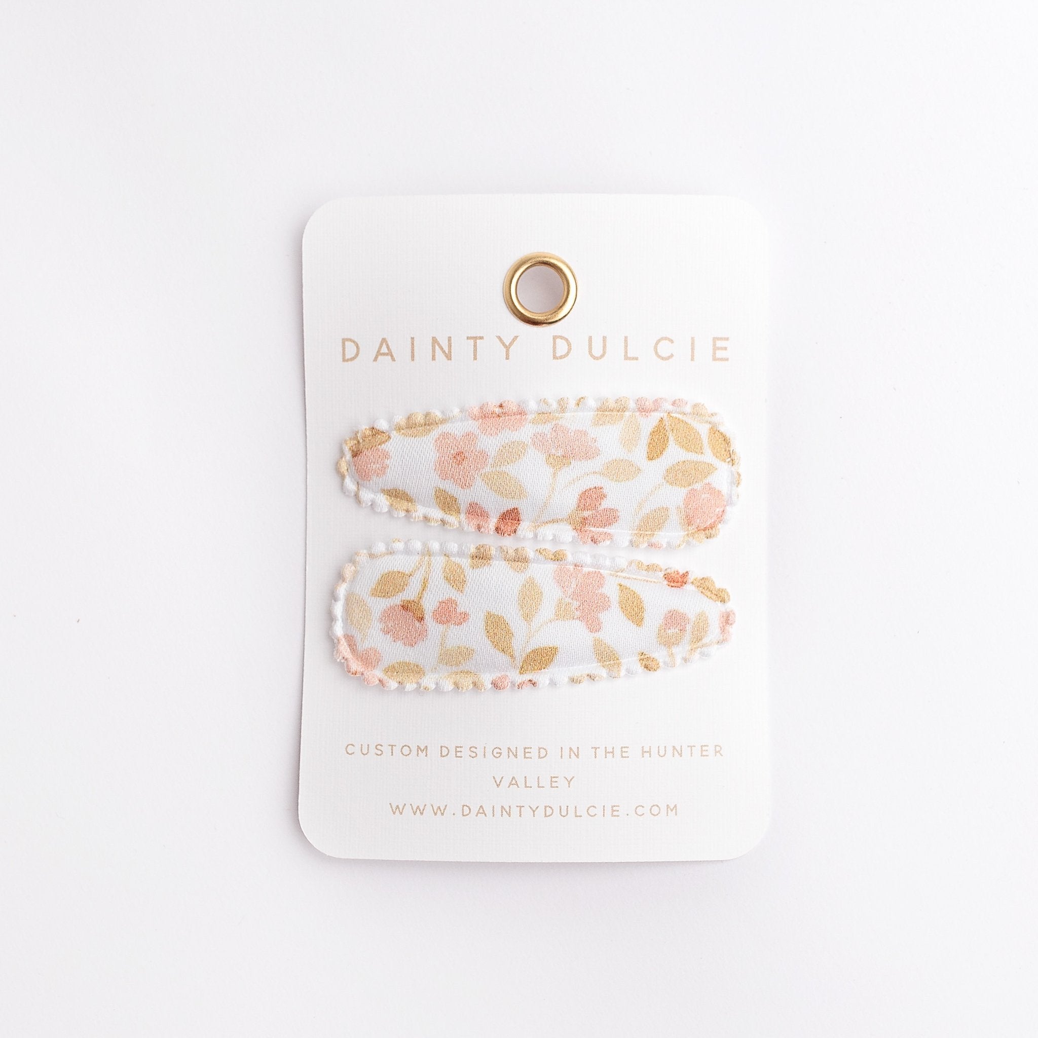 dainty dulcie pretty warm floral pattern fabric kids hair clips