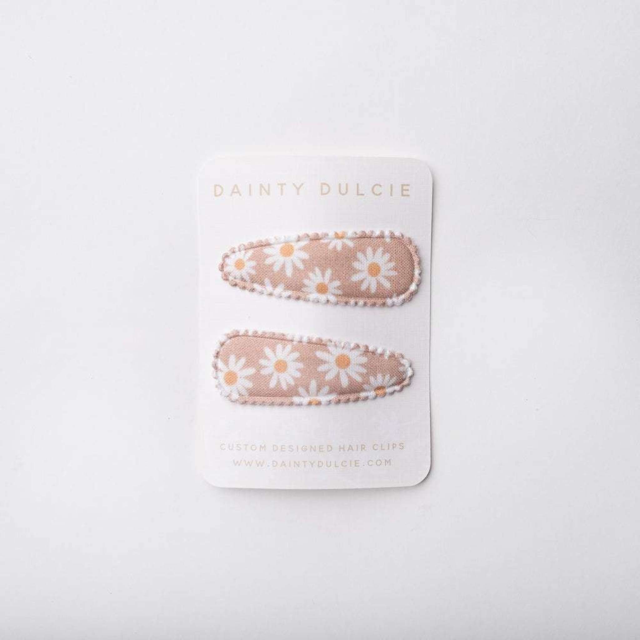 kids fabric hair clips pink with daisy flowers