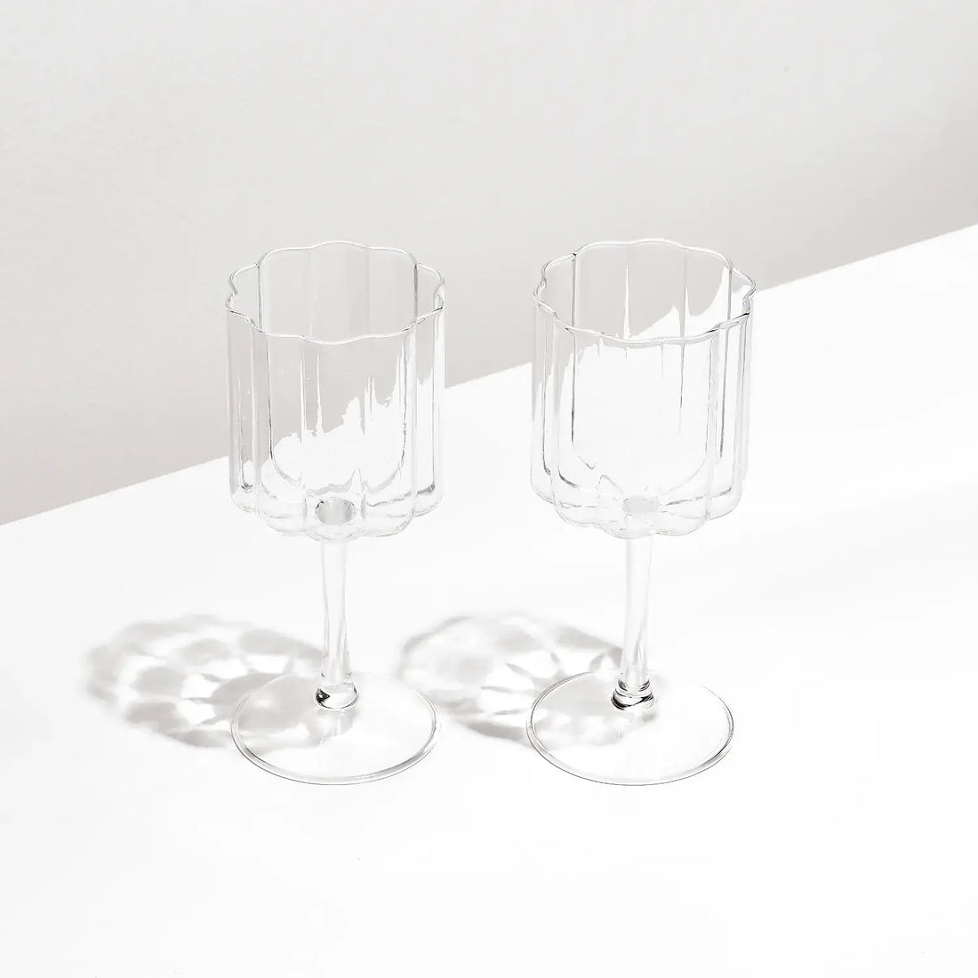 Fazeek Wave Wine Glass Set - Clear (Set of 2)