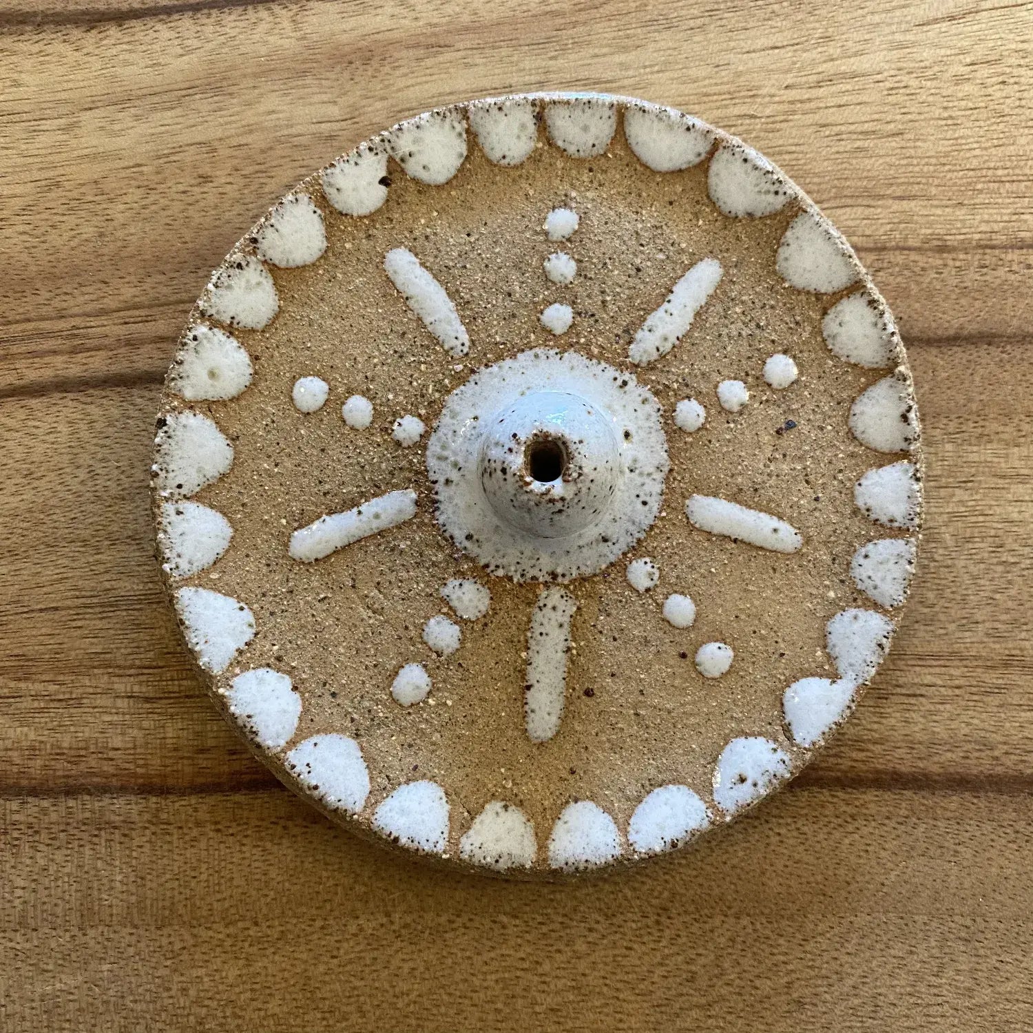 Handmade Ceramic Incense Holder by Heiani Studio White Glaze Pattern