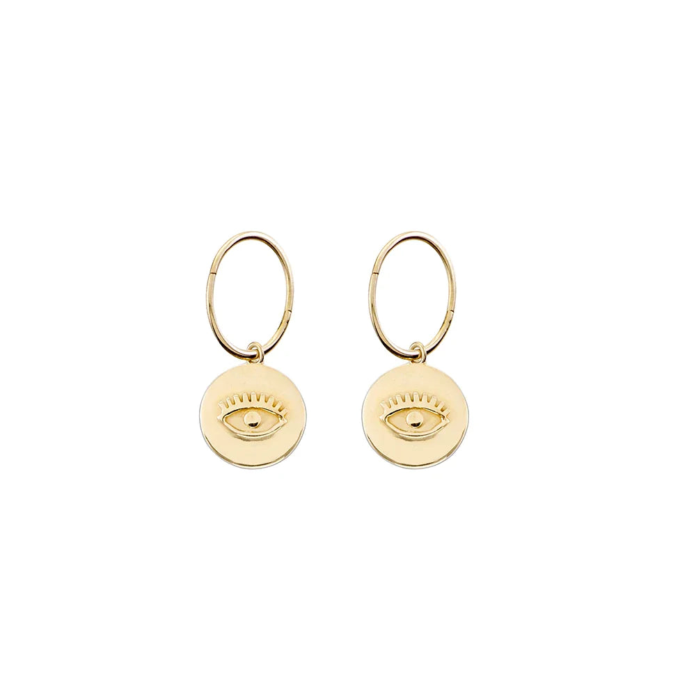 KRYSTLE KNIGHT JEWELLERY l Inner Wisdom Sleepers Mini Evil Eye Gold